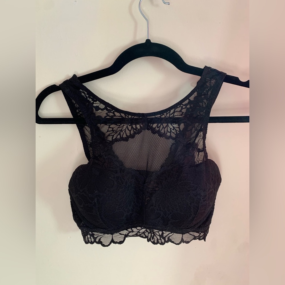PINK black lace bralette